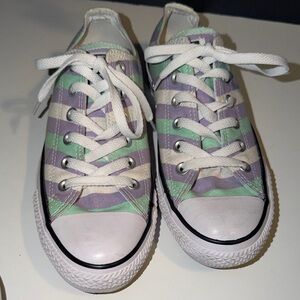 Striped Unisex Converse Sneakers - Green, Purple, White 6M/8W